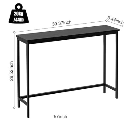 VASMIA Console Table, Entryway Table, Narrow Sofa Table, 39" Bamboo Hallway Table for Entryway, Living Room, Bedroom, Foyer, Black - color: Black, size: 9.44"D x 39.37"W x 29.52"H