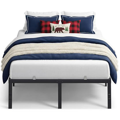 VASAGLE Full Metal Bed Frame 16 Inches Tall, 1100 lb Weight Capacity, No Box Spring Needed, with Under-Bed Storage, Easy Setup, Heavy-Duty Platform Bed, Mattress Retainers, Matte Black URMB662BD02S - size: Full, style: 16 Inch