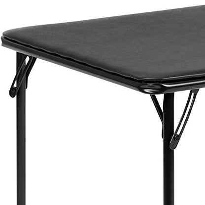 Flash Furniture Mindy Kids Folding Table, Black | Vinyl Padded Top, Powder Coated Locking Legs, Daycare - color: Black, size: Table