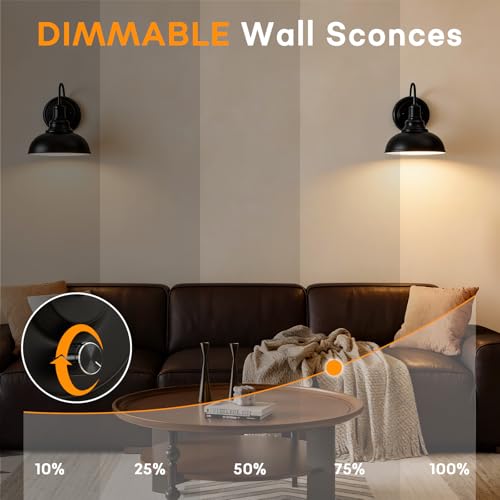 Lightess Wall Sconce with Switch Dimmable Wall Mounted Bedside Lamps 2 Pack | Industrial Farmhouse Gooseneck Dimmer Switch Matte Black Wall Mounted Lights For Bedroom Bedside Decor Set of 2 - color: 2 Pack-Black Switch