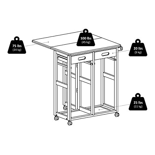 Winsome Suzanne Kitchen Table Set with Stools, Coffee, 33" | Convenient Sturdy Mobile Kitchen & Dining Room Table & Chairs with Storage for Small Spaces, Dorms, Apartments - color: Coffee Finish