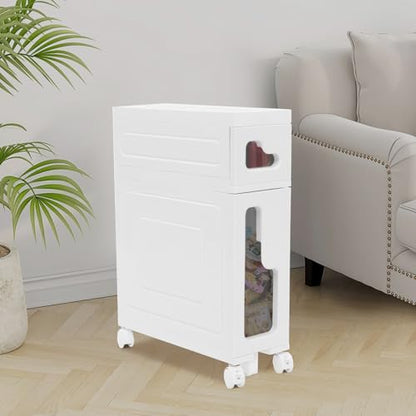 2 Tiers Slim Bathroom Storage Cabinet, 15.7" L X 6.3" W X 22" H Slim Rolling Cart, 66.14 Lbs Load-Bearing Capacity Narrow Storage Cabinet for Living Room, Kitchen, Bathroom, Office - size: 15.7" L X 6.3" W X 22" H