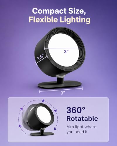 LED Wall Mounted Lights, Rechargeable Wall Sconces, 3 Color Temps, Remote & Touch, 360° Rotating and Dimmable for Bedroom, Bedside & Reading (Black-RGB, 2 Pack) - color: Black-RGB