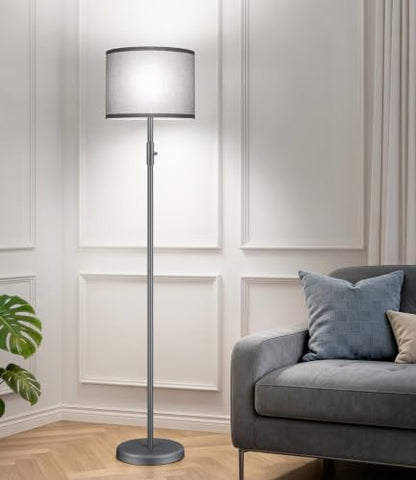 Floor Lamp Simple Design with Shade, Small Tall Lamps for Living Room Bedroom Office Dining Room Kitchen-Grey - color: Grey-Grey Shade