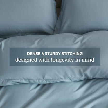 JSD Dusty Blue Duvet Cover Set Full Size | 3 Piece Soft Microfiber Duvet Cover with Pillow Shams Zipper Closure, Comforter Not Included, Oeko-Tex Certified - color: Blue, size: Full