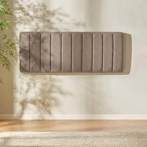 Nestl Upholstered King Headboard - Easy Assemble Channel Stitched Headboard King Size Bed - Wall Mounted Headboards with 3D Soundproof Wall Panels Peel & Stick Floating Headboards, Mocha - color: 04-mocha Brown, size: King