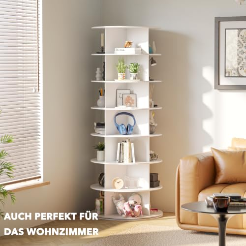 SpaceAid 7 Tier Rotating Shoe Rack Tower, Spinning Shoe Display Lazy Susan, Revolving 360 Shoe Rack Storage Round Carousel, Vertical Handbag Rotate Shoes Closet Organization (7-Tier White) - color: White, size: 7 Tier (23.2"W x 63"H)