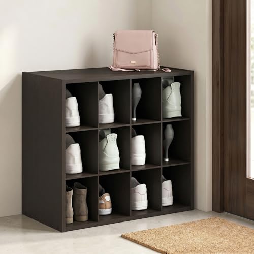 15-Cube Shoe Organizer, Stackable Shoe Rack, Shoe Storage, 11.4 x 24.2 x 19.3, for Office, Closet Entryway, Garage, Dark Oak - color: Dark Oak, size: 15 Cube