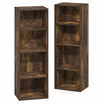 Furinno PASIR Book Shelf, 8-Tier Bookshelf, Bookcase with Open Shelf, 9.3 x 11.8 x 70.9, for Living Room, Bedroom, Home Office, Amber Pine - color: Amber Pine, size: 8-Tier, 12-Inch