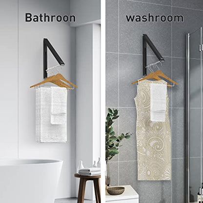 Laundry Room Wall Mounted Drying Rack Clothes Hanger Folding Wall Coat Racks Aluminum Home Storage Organiser Space Savers Black - color: Black 2