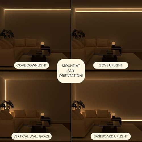 The 8.2FT/2.5M Modular Channel Assembly Kit for The Concealment of LED Strip Lighting Surface Mounted Cove Light Baseboard Uplight Wall Washer Lighting Decor - size: Covers 8 ft