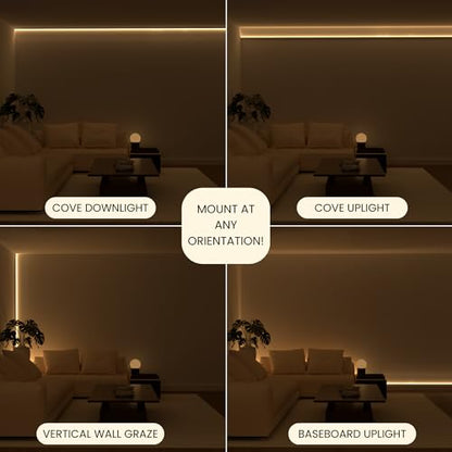 The 8.2FT/2.5M Modular Channel Assembly Kit for The Concealment of LED Strip Lighting Surface Mounted Cove Light Baseboard Uplight Wall Washer Lighting Decor - size: Covers 8 ft