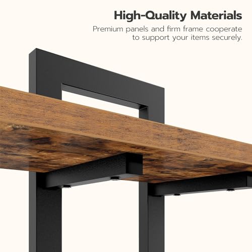 HOOBRO Floating Shelves, 15 Inch Wall Shelf Set of 3, Wall Mounted Storage Shelves 2-Tier, Hanging Bathroom Shelves, for Living Room, Bedroom, Bathroom, Kitchen, Rustic Brown and Black BF32BJP301 - color: Rustic Brown + Black