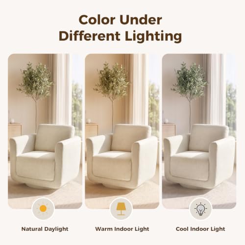 Swivel Accent Chairs Set of 2, Fully Assembled Chenille Armchairs, Linen | 360° Swivel chairs set of 2, 350 lbs capacity, solid wood frame, ergonomic reading chairs, modern accent chairs for bedroom - color: Linen, size: Set of 2