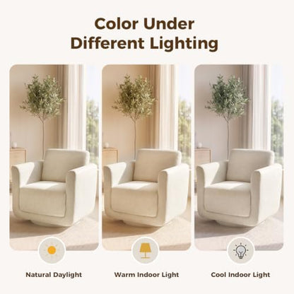 Swivel Accent Chairs Set of 2, Fully Assembled Chenille Armchairs, Linen | 360° Swivel chairs set of 2, 350 lbs capacity, solid wood frame, ergonomic reading chairs, modern accent chairs for bedroom - color: Linen, size: Set of 2