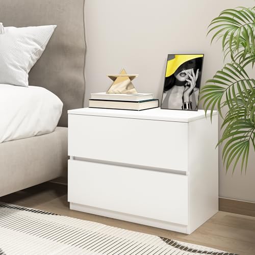 furtble 2 Drawer Dresser, Small Dressers for Closet, Wood Storage Cabinet for Hallway Bedroom Entryway, Nightstand Sofa Beside Table Drawer Chest, 23.6 in, White - color: White, size: 2 Pack