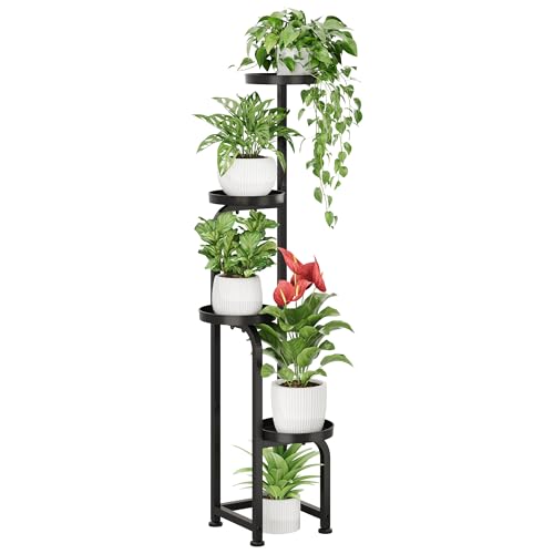 Bamworld Tall Plant Stand Indoor Outdoor Corner Metal Flower Pot Stands | 4 Tier Heavy Duty Plant Shelf for Multiple Plants Plant Table for Patio Garden Balcony Living Room Bedroom(Patent Design) - color: Matte Black, style: Spiral 4Tier