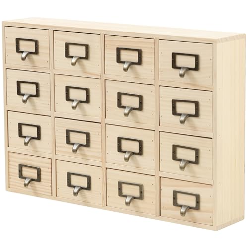 DIY Wooden Desk Organizer with Drawers – Unfinished 16-Drawer Wood Desk Organizer for Crafts, School, or Office – Customizable Wooden Apothecary Cabinet for Creative Storage – Natural Wood Finish - color: 16 Drawer DIY Unfinished