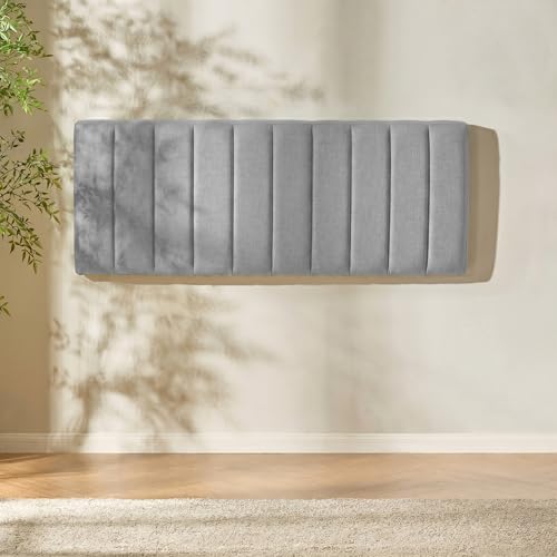 Nestl Upholstered Full Headboard - Easy Assemble Channel Stitched Headboard Full Size - Wall Mounted Headboards with 3D Soundproof Wall Panels Peel & Stick Floating Headboards, Silver - color: 06-silver, size: Full