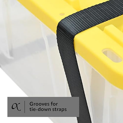 CX 27-Gallon Heavy Duty Clear Stackable Storage Bins with Lids, 2 Pack Clear/Yellow - size: 2 Pack, style: Clear & Yellow