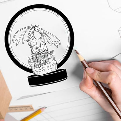 Dragon Lamp Light Fantasy Statue Dungeon and Dragons Gifts ﻿ ﻿ ﻿ | 6.15 inch LED Circle USB Table Lamp Light for Bookshelf/Desk/Bedside/Nightstand,Great for Collectors and Dragon Fans Alike - color: Black