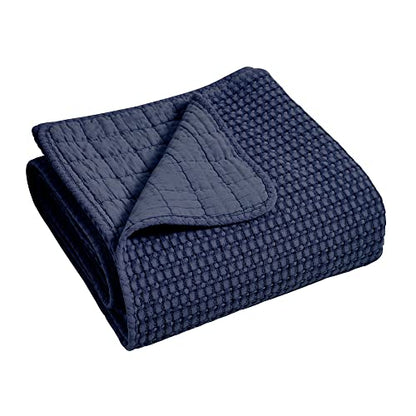 Levtex Home Mills Waffle Twin Bedspread Set (84x104in) with 1 Pillow Sham (26x20in) - Navy - 100% Cotton Twin Size Bedspread Set - Lightweight, Soft, Pre-Washed - color: Navy, size: Twin Bedspread
