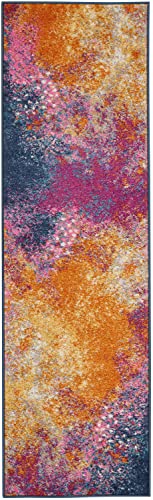 Nourison Home Passion Modern Sunburst 2'2'' x 14 Area-Rug, Easy-Cleaning, Non Shedding, Bed Room, Living Room, Dining Room, Kitchen (2x14) - color: Sunburst, size: 2'2" x 14' (Runner)