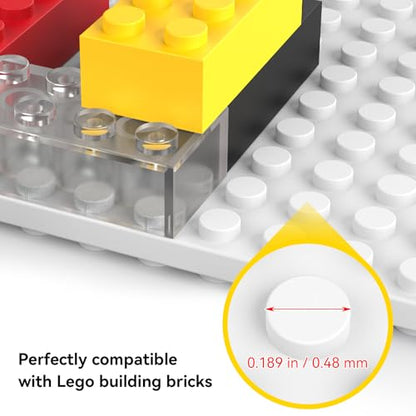 BlissBox 12Pack Floating Shelves for Wall Compatible with Lego Bricks,White | Compatible with Lego Building Bricks, 5x5.5inch Dual-Sided 16x17 Studs, Toy Brick Storage and Display, ABS Display Shelves - color: White