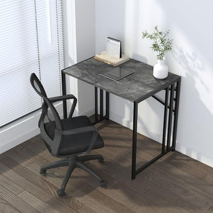 Lutown-Teen Small Folding Computer Desk 32 inch, Grey | Writing Gaming Computer Desk for Small Spaces, No Assembly Required Office Desk - color: Grey, size: 32 Inch