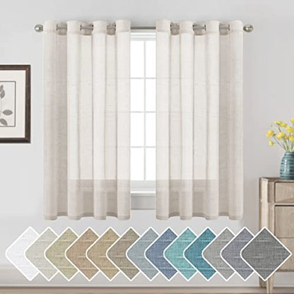 H.VERSAILTEX Linen Curtains Nickel Grommet Natural Linen Semi-Sheer Curtains 2 Panels Privacy Added Premium Soft Rich Material Drapes for Bedroom/Living Room - 52x54 - Inch - Natural - color: Natural, size: 52"W x 54"L (Pack of 2)