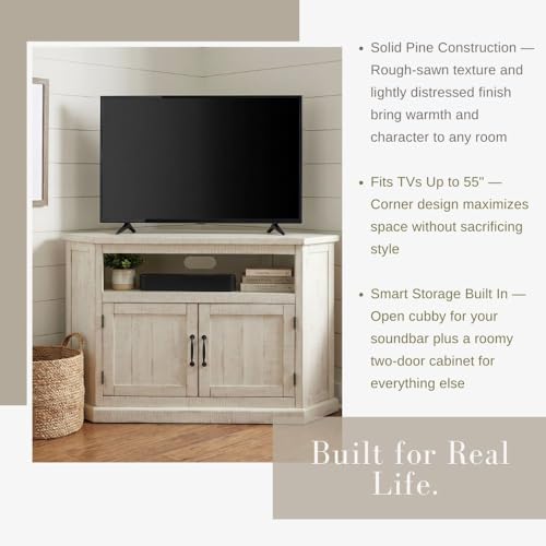 Martin Svensson Home Rustic Corner TV Stand All Antique White - color: All Antique White