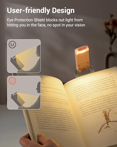 DEWENWILS Rechargeable LED Clip on Book Light for Reading in Bed Mocha | Warm White, Brightness Adjustable, Flexible Lighting Angle, Compact & Lightweight for Bookworms, Kids, Adults - color: Mocha Mousse