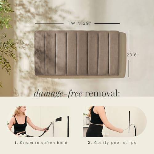 Nestl Upholstered Twin Headboard - Easy Assemble Channel Stitched Headboard Twin Size - Wall Mounted Headboards with 3D Soundproof Wall Panels Peel & Stick Floating Headboards, Mocha - color: 04-mocha Brown, size: Twin