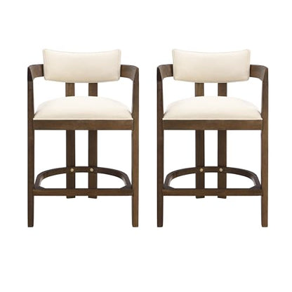 Christopher Knight Home Ryland Bar Table and Chairs Set of 2, 3 Piece Bar Table Set with Upholstered Counter Stool, Rubberwood Counter Height Dining Set for 2, Walnut+Beige