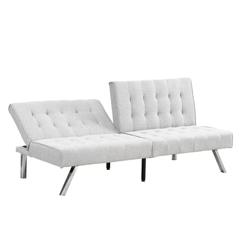 anwickjeff Futon Sofa Bed, Modern Convertible Armless Sleeper Couch Loveseat Sofa Sleeper Daybed for Studio, Apartment, Office, Small Space, Compact Living Room,68.1”x 32.9”x 32.3” (White) - color: White
