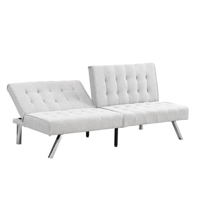 anwickjeff Futon Sofa Bed, Modern Convertible Armless Sleeper Couch Loveseat Sofa Sleeper Daybed for Studio, Apartment, Office, Small Space, Compact Living Room,68.1”x 32.9”x 32.3” (White) - color: White