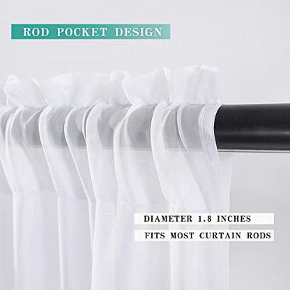 MIULEE Short Sheer Curtains 30 Inch Length 2 Panels, 29 x 30 Inches, White | Rod Pocket, Tier Curtains, Kitchen, Bathroom, Cafe, Half Window Treatment - color: White, size: 29"W x 30"L (Pack of 2)
