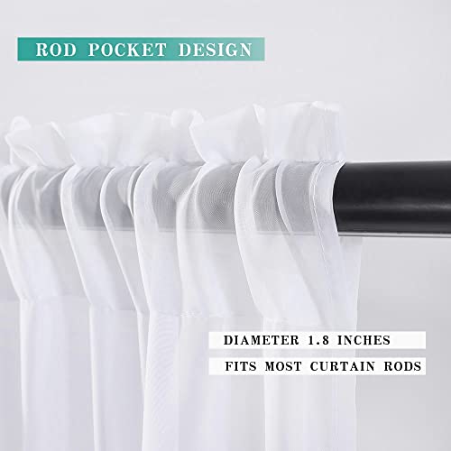 MIULEE Short Sheer Curtains 30 Inch Length 2 Panels, 29 x 30 Inches, White | Rod Pocket, Tier Curtains, Kitchen, Bathroom, Cafe, Half Window Treatment - color: White, size: 29"W x 30"L (Pack of 2)