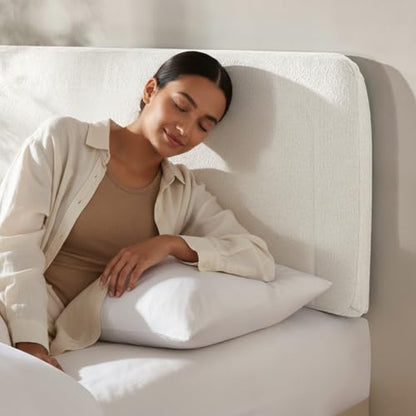 Hearth & Harbor Wall Mounted Queen Headboard Only, Bed Headboard Queen Size | Easy Assemble, Floating Peel & Stick, Upholstered Boucle, 3D Stitched Wall Panels, 5 Strips of 3M Tape Included, Off White - color: 01-off White, size: Queen