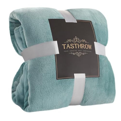 TASTHROW Large Flannel Fleece Throw Blanket, 50×70 Inch - Bluishgreen | Cozy Lightweight Thick Blanket - All Seasons Suitable for Women, Men and Kids - color: Bluishgreen, size: 50"x70"