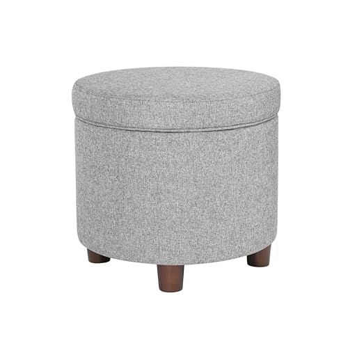 HomePop 19" Round Storage Ottoman - Light Gray Tweed - color: Light Gray