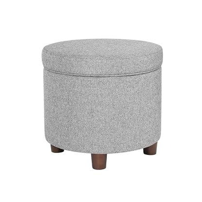 HomePop 19" Round Storage Ottoman - Light Gray Tweed - color: Light Gray