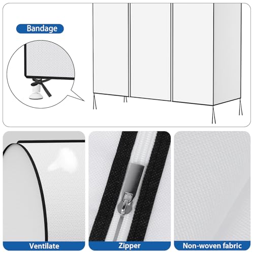 Zilink Garment Rack Cover Garment Bags Protector Wardrobe Cover 60in, White | Dustproof, Breathable, 2 Durable Zippers, Clothes Rack Cover for Garment Rack (Rack Not Included) - size: 60"L x 20"W x 60"H - White