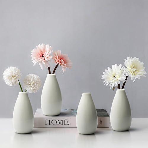 Modern Small Flower Vases 8 Pack - Ceramic, White - color: 8 Pack White - Style 11