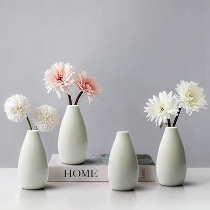 Modern Small Flower Vases 8 Pack - Ceramic, White - color: 8 Pack White - Style 11