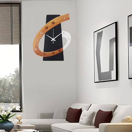 Modern Large Decorative Wall Clock，20 inch Black Silent Non-Ticking Nordic Metal Wall Clocks for Living Room Home Kitchen Bedroom Cafes Office Staircase，Arabic Numerals Quartz Clock((40x50cm) - size: 15.7x19.7IN(40x50cm)