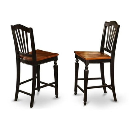 East West Furniture JACH5-BLK-W 5 Piece Counter Height Dining Table Set Includes a Round Kitchen Table with Pedestal and 4 Dining Room Chairs, 36x36 Inch, Black & Cherry - color: Jach5-blk-w