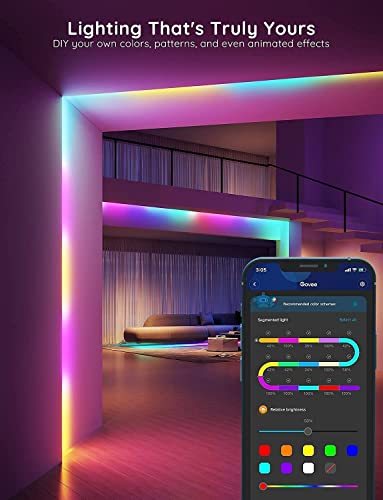 Govee 32.8ft RGBIC LED Strip Lights, Work with Alexa and Google Assistant | LED Lights for Bedroom, WiFi App Control Segmented DIY Multiple Colors, Color Changing Light for Home Room, Kitchen, Desk - size: 32.8ft
