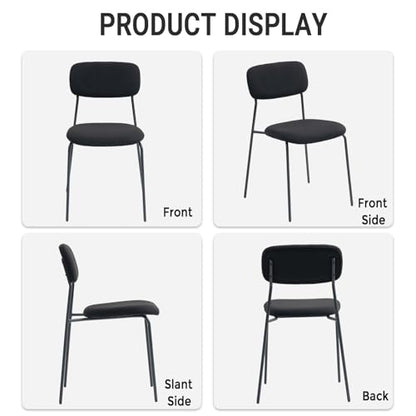 Sidanli Stackable Waiting Room Chairs, Armless Upholstered Guest Chairs Set of 4 with Comfotable Cushion for Conference Reception Break Room Lobby, Black - color: Black