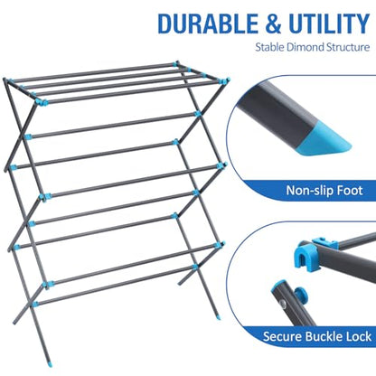 Clothes Drying Rack, Foldable 2-Level Drying Rack Clothing, Stainless Steel Free-Standing Laundry Airer, with Height-Adjustable 4 Wings, Matte Black - color: Graphite, size: Small